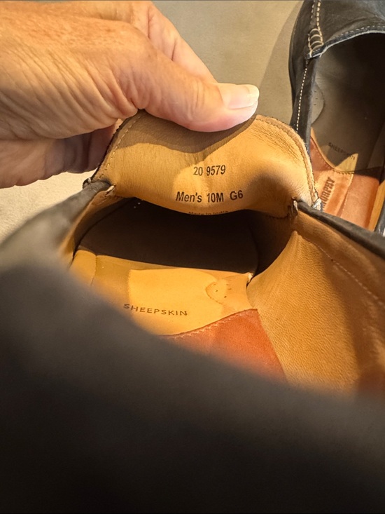 Johnston & Murphy black sheepskin suede stitch accent slip on loafers. 10M main image 5